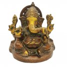 Brass Ganesa statue 6" Handmade Hindu God Sculpture Home Office Décor Gift