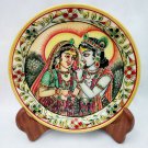 Decorative plates 6" Marble Stone Handmade Radha Krishna painting Home decor