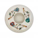 Marble stone Ashtray gemstone inlay work round white handmade home décor gift