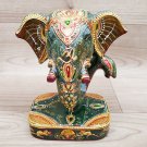 Stone Ganesha Head Statue Handmade Painting Elephant Head Unique Ornaments Gift