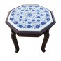 Coffee Table 18" handmade stone table top Lapis inlay work Wooden stand with LED