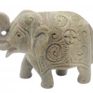 Stone Elephant statue 3.5" handmade Carving Vintage trunk Up Home Décor Sculptur