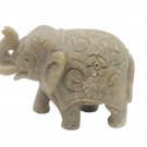 Stone Elephant statue 2.5" handmade Carving Vintage trunk Up Hom Décor Sculpture