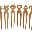 Wooden Hair clips 6 pcs. set Handmade Indian hair sticks Women Fashion Pins