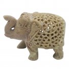 Stone Elephant statue 3.5" handmade Undercut Vintage trunk Up Décor Sculpture