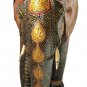 Handmade 18" Wooden Elephant Statue Covered with floral Emboss painting Work