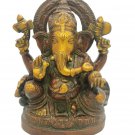 Brass Ganesa statue 8" Handmade Hindu God Sculpture Home Office Décor Gift