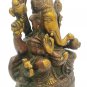 Brass Ganesa statue 8" Handmade Hindu God Sculpture Home Office Décor Gift
