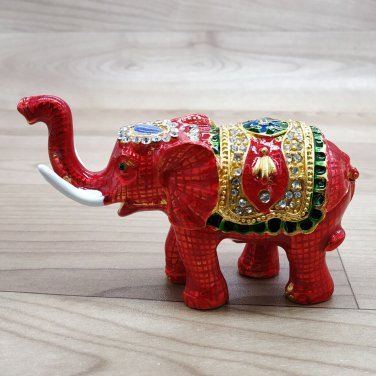 Elephant Trinket box small souvenir animal gift Decorated with Crystal