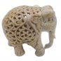 Stone Elephant statue 3.5" handmade Undercut Vintage trunk Down Décor Sculpture
