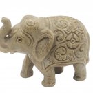 Stone Elephant statue 3" handmade Carving Vintage trunk Up Home Décor Sculpture