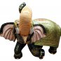 Handmade 16" Wooden Elephant Statue Covered with Real Gold Foil Emboss Work