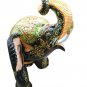 Handmade 16" Wooden Elephant Statue Covered with Real Gold Foil Emboss Work