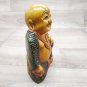 Wooden laughing buddha Standing Statue handmade Painted Feng Shuai Tibetan