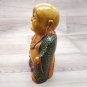 Wooden laughing buddha Standing Statue handmade Painted Feng Shuai Tibetan