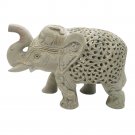 Stone Elephant statue 5.5" handmade Undercut Vintage trunk Up Décor Sculpture