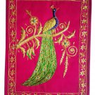 Rugs Jewel Carpet Wall Hanging Peacock 1½' X 2' Hand Embroidery Zardozi Gift