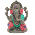 Brass Ganesa statue 4.5" Handmade Hindu God Sculpture Home Office Décor Gift
