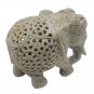 Stone Elephant statue 4" handmade Undercut Vintage trunk Down Décor Sculpture