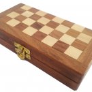 Wooden Chess Set 7" Folding Travel Magnetic Wooden Pieces and Board