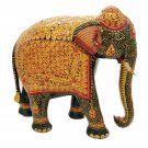 Handmade 10" Wooden Elephant Statue Covered with floral Emboss painting Work