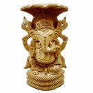 Ganesh Statue 6" Wooden Sitting under Snack handmade Home Office Décor Gift