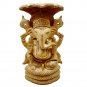 Ganesh Statue 6" Wooden Sitting under Snack handmade Home Office Décor Gift