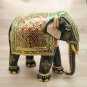 Handmade 8" Wooden Elephant Statue Covered with Real Gold Foil Emboss Work gift