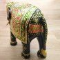 Handmade 8" Wooden Elephant Statue Covered with Real Gold Foil Emboss Work gift