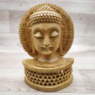 Wooden Buddha bust Statue handmade antique look Painting Feng Shuai Tibetan gift