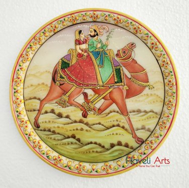 Decorative plates 12" Marble Stone Handmade Camel painting Home Decor Wall Gift