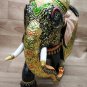 Handmade 12" Wooden Elephant Statue Covered Real Gold Foil floral Emboss Work