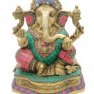 Brass Ganesa statue 9" Handmade Hindu God Sculpture Home Office Décor Gift