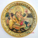 Decorative plate 9" Marble Stone Handmade Ganesha painting Home decor Gift