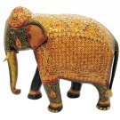 Handmade 12" Wooden Elephant Statue Covered with floral Emboss painting Work