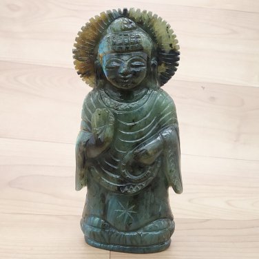 Buddha Statue 6.5" Labradorite gem stone meditation Feng sui handmade Home d&Atilde;&copy;cor