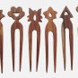 Dark Wooden Hair clips 6 pcs. set Handmade Indian hair sticks Women Fashion Pins