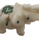 Elephant 2 "White Hard Marble Handmade Pietra Dura Inlay Statue Home Decor Gift