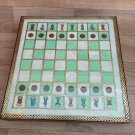 Wooden Chess Set 12" Handmade Stone Pieces and Stone Powder Painting Board