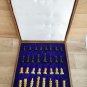 Wooden Chess Set 12" Handmade Stone Pieces and Stone Powder Painting Board