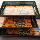 Serving Tray 3 Pcs set 12 Wooden handmade Procession painting work Floral Design