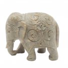 Stone Elephant statue 2.5" handmade Carving Vintage trunk down Décor Sculpture