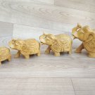 Wood Elephant Sculpture trunk up hand Carved Wooden Figurine 4 Pcs Set Statue