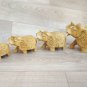 Wood Elephant Sculpture trunk up hand Carved Wooden Figurine 4 Pcs Set Statue