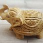 Wood Elephant Sculpture trunk up hand Carved Wooden Figurine 4 Pcs Set Statue