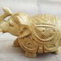 Wood Elephant Sculpture trunk up hand Carved Wooden Figurine 4 Pcs Set Statue