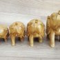Wood Elephant Sculpture trunk up hand Carved Wooden Figurine 4 Pcs Set Statue