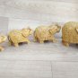 Wood Elephant Sculpture trunk up hand Carved Wooden Figurine 4 Pcs Set Statue