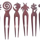 Rose Wooden Hair clips 6 pcs. set Handmade Indian hair sticks Women Fashion Pins