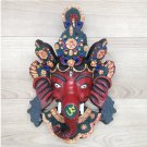 Ganesha Mask 8" with Painting Work Wall hanging Sculpture wall Decor Religious